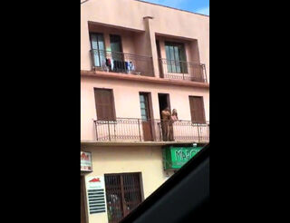Hidden cam pin with duo pummeling on balcony on the 2nd